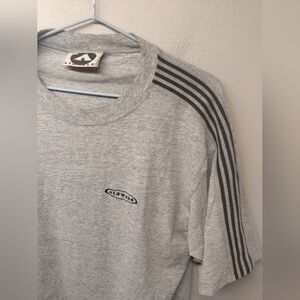 Vintage 90's airwalk classic t-shirt 4stripe shoulder large made in Canada gray